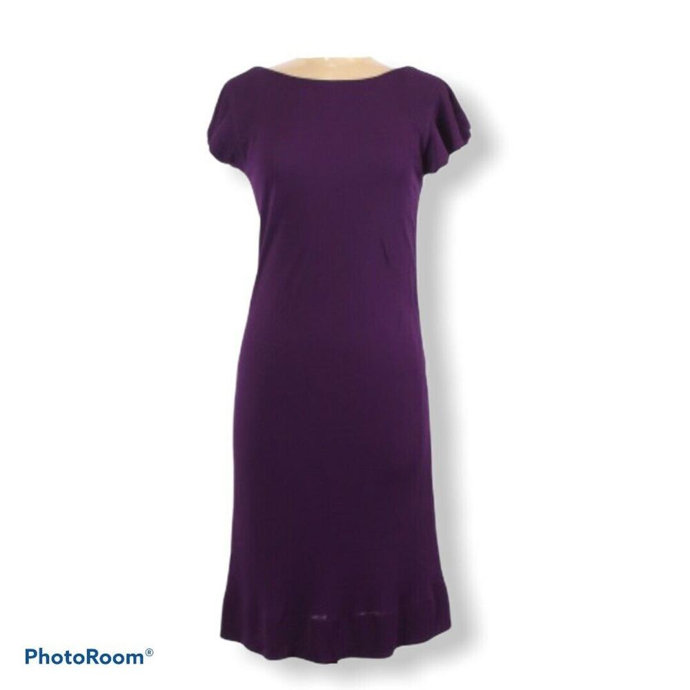 Derek Lam Fitted Knee Length Solid Purple Dress 6 - image 1